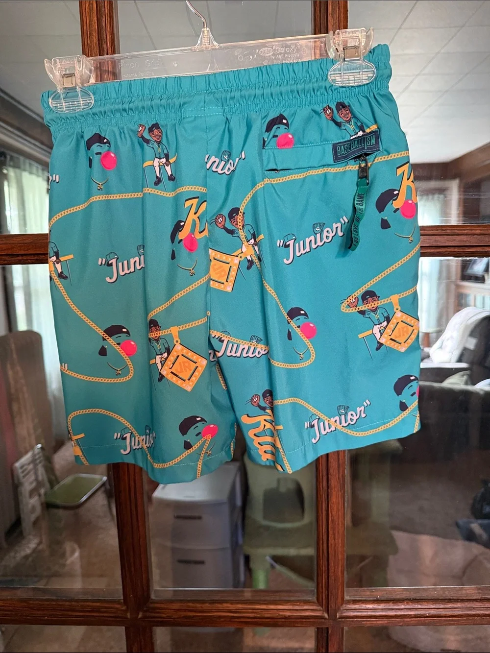 Baseballism Kids Ken Griffey Jr Shorts Teal Graphic Shorts Large
